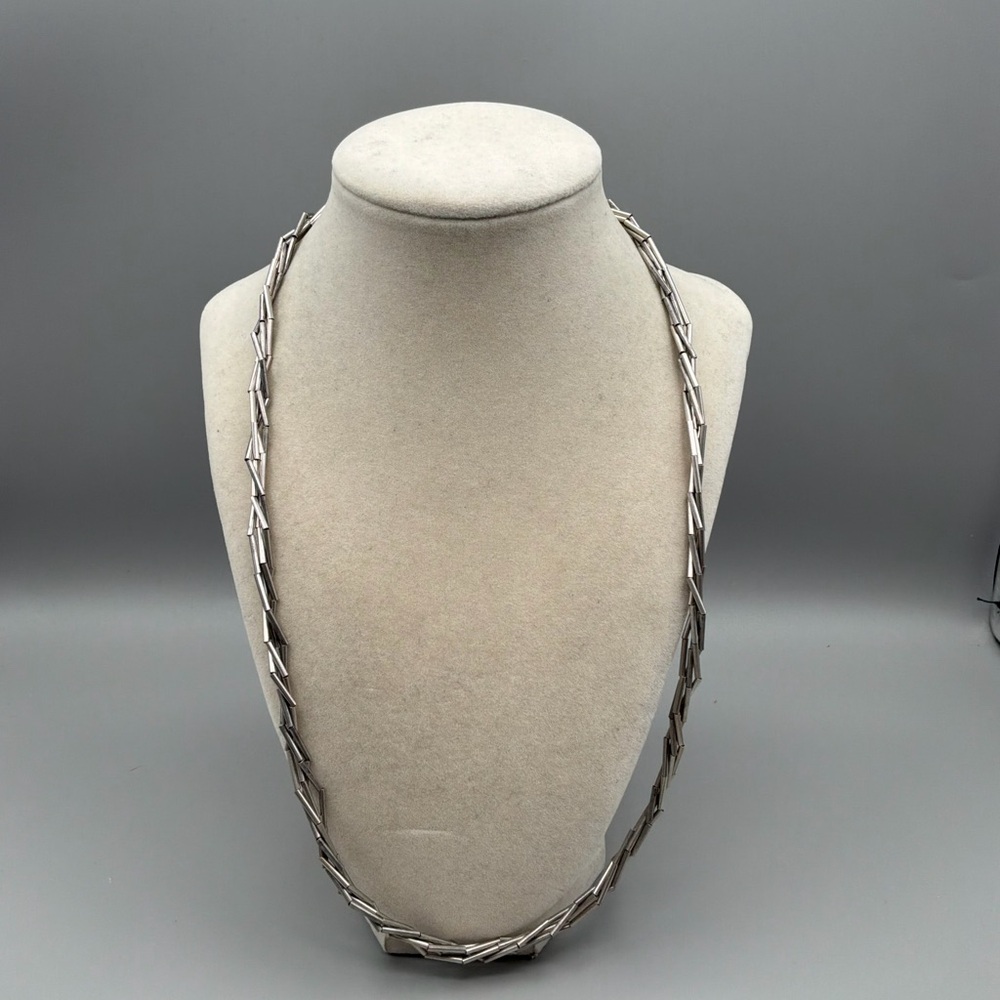 Peruvian sterling silver tube necklace